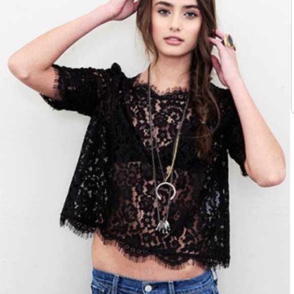 joie black lace top